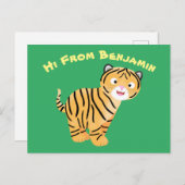 Carte Postale Caricature de petit tigre joyeux (Devant / Derrière)