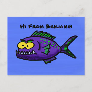 Carte Postale Caricature de poisson de Piranha