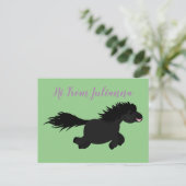 Carte Postale Caricature de poney noir mignon (Debout devant)