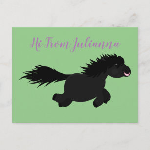 Carte Postale Caricature de poney noir mignon