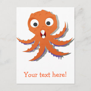 Carte Postale Caricature de poulpe orange