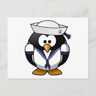 Carte Postale Caricature de Sailor Penguin Cute
