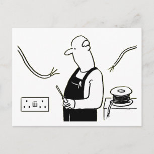 Carte Postale Caricature de services électriques électricien