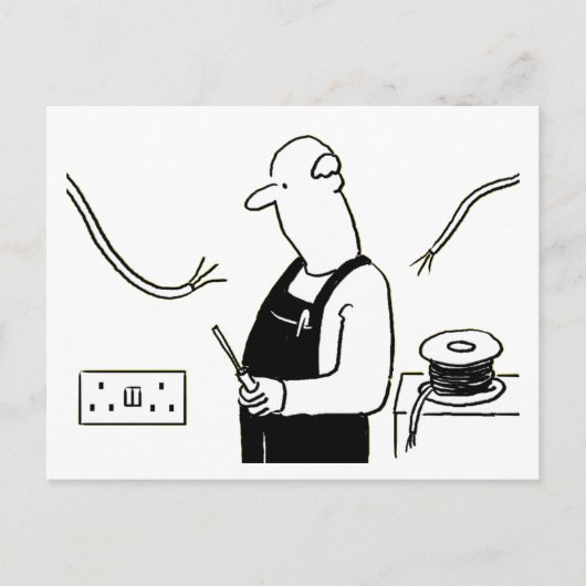 Carte Postale Caricature de services électriques électricien (Devant)