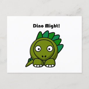 Carte Postale Caricature de Stegosaurus Vert mignon avec jeu de 