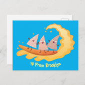 Carte Postale Caricature de surf pour chips de maïs mignonette n (Devant / Derrière)