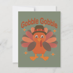 Carte Postale Caricature de Turquie Thanksgiving - "Gobble Gobbl
