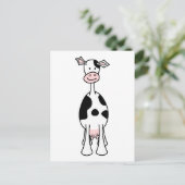 Carte Postale Caricature de vache noire et blanche. Devant. (Debout devant)