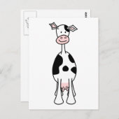 Carte Postale Caricature de vache noire et blanche. Devant. (Devant / Derrière)
