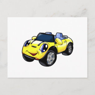Carte Postale Caricature de voiture jaune mignon Choisir la coul