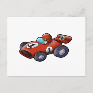 Carte Postale Caricature de voiture rouge classique pour enfants