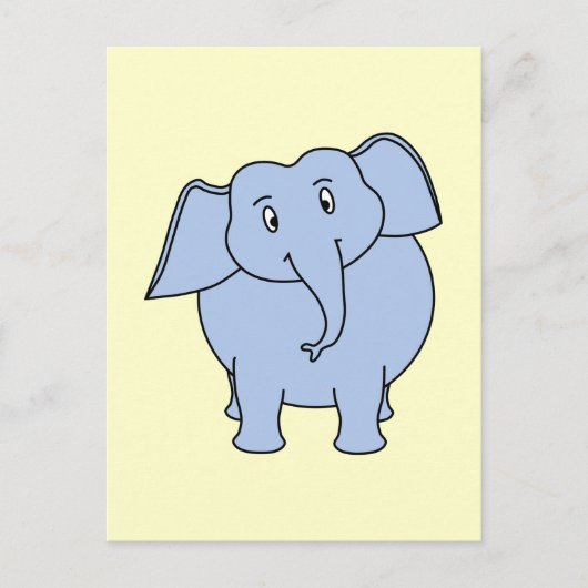 Carte Postale Caricature d'éléphant bleu mignon. (Devant)
