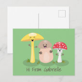 Carte Postale Caricature des champignons de champignons de cave (Devant / Derrière)