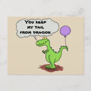 Carte Postale Caricature d'humour dragon vert mignon et drôle