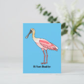 Carte Postale Caricature d'oiseau de spatule de rose (Debout devant)