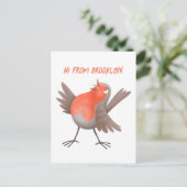 Carte Postale Caricature d'oiseau rouge chantant mignon (Debout devant)