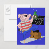 Carte Postale Caricature du capitaine de porc pirate (Devant / Derrière)