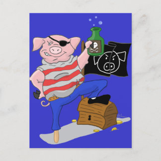 Carte Postale Caricature du capitaine de porc pirate