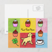 Carte Postale Caricature du coeur du chiot du laboratoire jaune (Devant / Derrière)