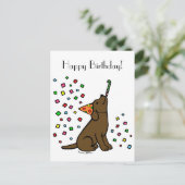 Carte Postale Caricature du Labrador au chocolat d'anniversaire (Debout devant)
