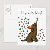 Carte Postale Caricature du Labrador au chocolat d'anniversaire (Devant / Derrière)