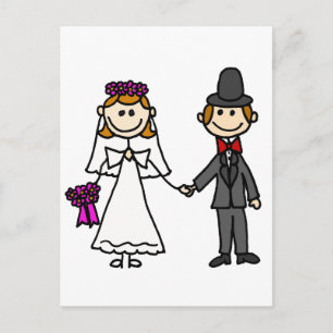 Carte Postale Caricature du Mariage de mariée et de chambre