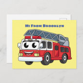 Carte Postale Caricature du moteur de feu joyeux (Devant / Derrière)