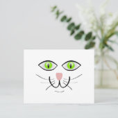 Carte Postale Caricature du visage de chat à l'oeil vert (Debout devant)