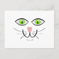 Caricature du visage de chat à l'oeil vert