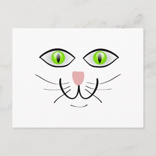 Carte Postale Caricature du visage de chat à l'oeil vert (Devant)