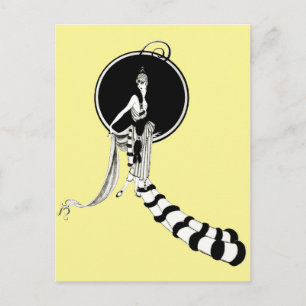 Carte Postale Caricature d'une femme en tenue extravagante