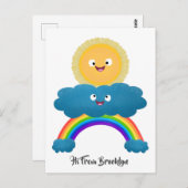 Carte Postale Caricature en arc-en-ciel du joyeux nuage de solei (Devant / Derrière)
