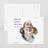 Carte Postale Caricature et citation de Benjamin Franklin (Devant / Derrière)