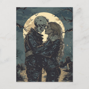 Carte Postale Caricature gothique romantique d'un squelette et d