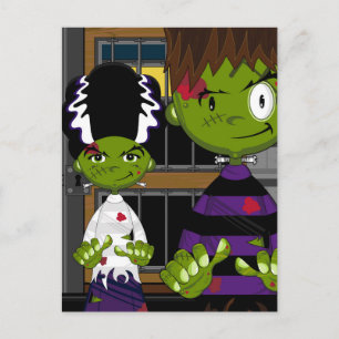 Carte Postale Caricature Halloween Frankensteins Monster
