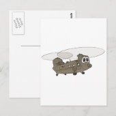 Carte Postale Caricature hélicoptère Chinook (Devant / Derrière)