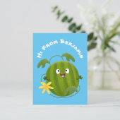 Carte Postale Caricature joli et souriant de pastèque (Debout devant)