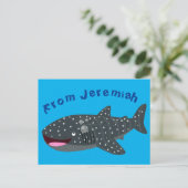 Carte Postale Caricature joli requin baleine joyeux (Debout devant)