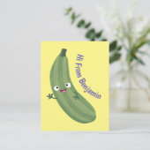 Carte Postale Caricature joyeux de courgettes mignonnes (Debout devant)