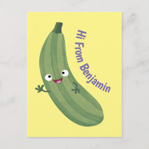 Carte Postale Caricature joyeux de courgettes mignonnes