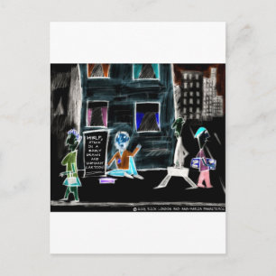 Carte Postale Caricature la moins drôle du monde sur les cadeaux