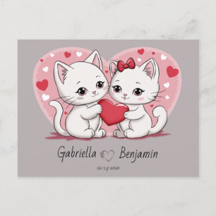 Carte Postale Caricature mignonne Amoureux de les chats Coeur Sa
