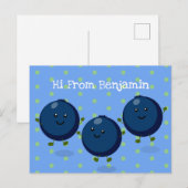 Carte Postale Caricature mignonne de bleuets violets (Devant / Derrière)