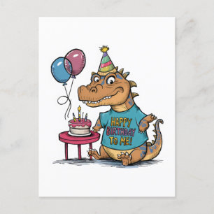 Carte Postale caricature mignonne komodo dragon anniversaire