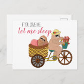 Carte Postale Caricature mignonne Lazy Sloth | Si Vous M'Aimez L (Devant / Derrière)