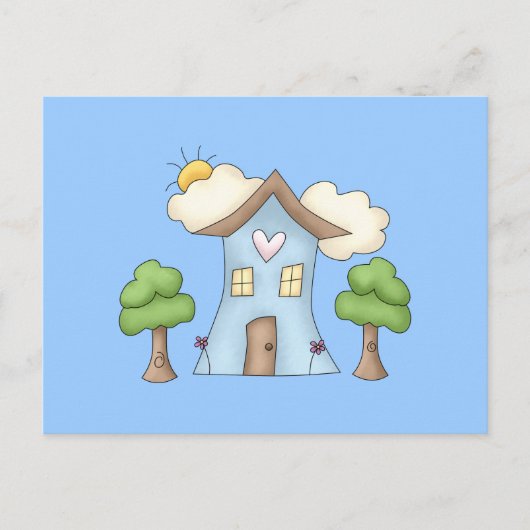 Carte Postale Caricature mignonne Maison de Campagne Arbre scène (Devant)