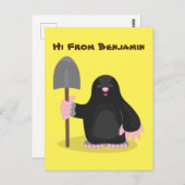 Carte Postale Caricature mole joyeux (Devant / Derrière)