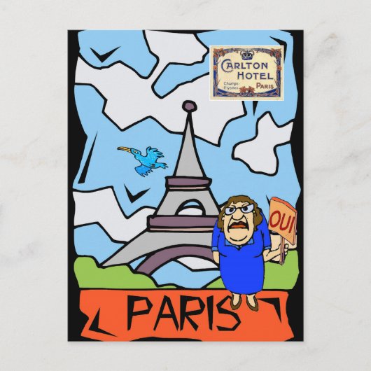 Carte Postale Caricature Paris Travel (Devant)