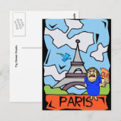 Carte Postale Caricature Paris Travel (Devant / Derrière)