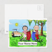 Carte Postale Caricature personnalisée en couple de golf (Devant / Derrière)